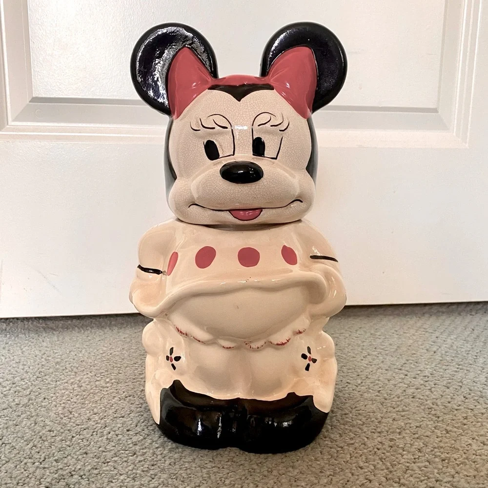 VINTAGE WALT DISNEY TURNABOUT 4in1 MICKEY & MINNIE CERAMIC COOKIE JAR! - Picture 1 of 8